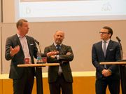 Hans Vestberg, Alessandro Catenacci och Prins Daniel vid lanseringen av Prins Daniel Fellowship-programmet