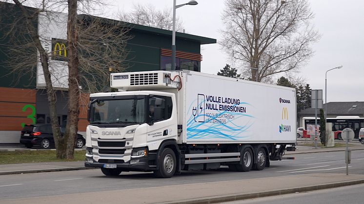 Der Scania 25 P E-Lkw im 14-Tage-Alltagstest bei HAVI Österreich.