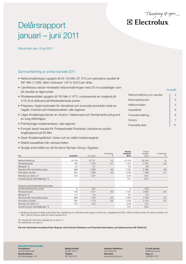 Delårsrapport januari  - juni 2011