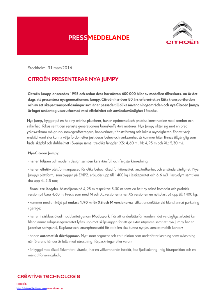 CITROËN PRESENTERAR NYA JUMPY