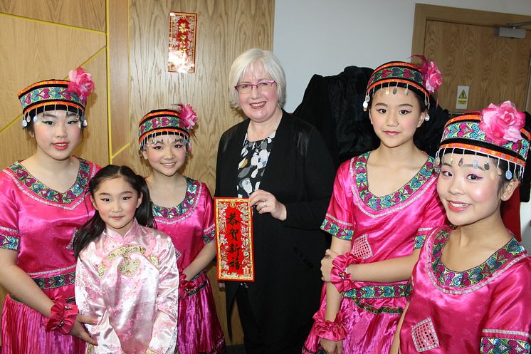 Local families Celebrate Chinese New Year in North Glasgow. MSP for Maryhill and Springburn Patrica Ferguson enjoys Chinese New Year at Saracen House.