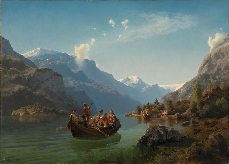 Hans Gude og Adolph Tidemand, «Brudeferd i Hardanger», 1848.
