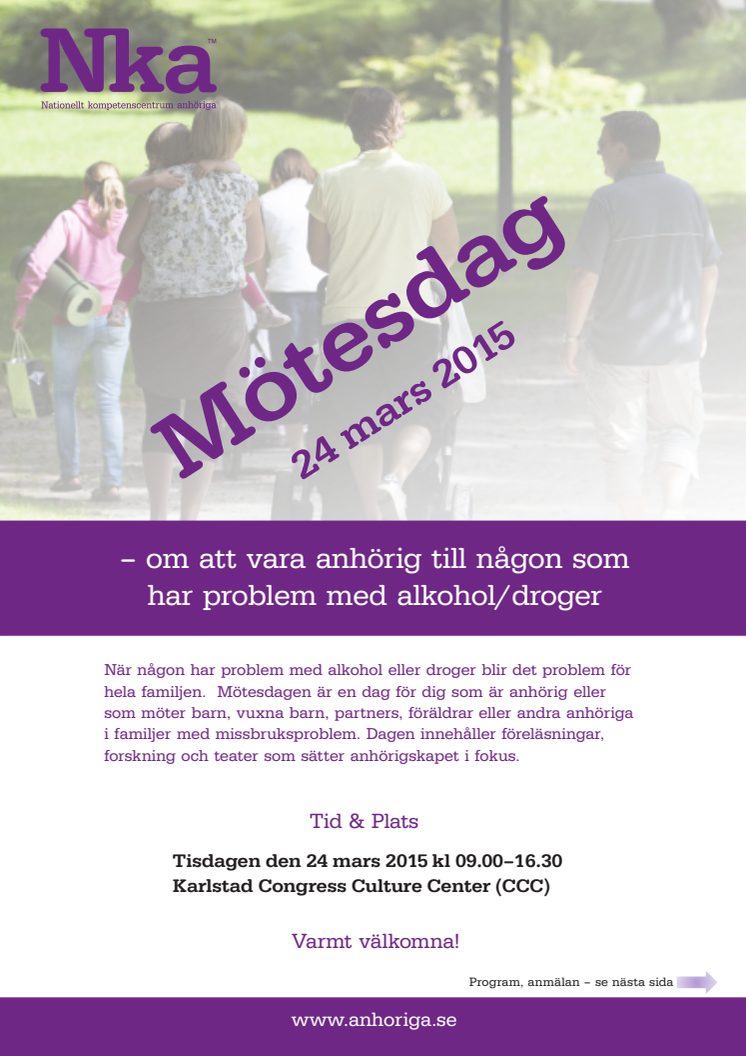 Mötesdag om anhöriga till personer med missbruksproblem