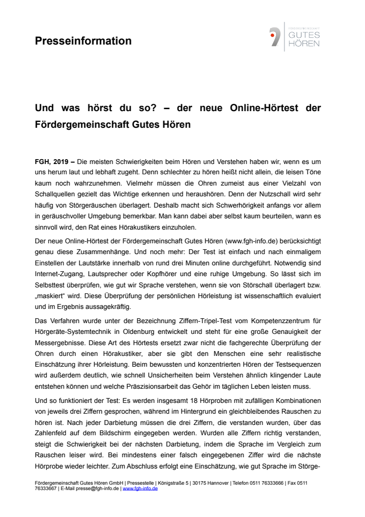 ​Und was hörst du so? – der neue Online-Hörtest der Fördergemeinschaft Gutes Hören