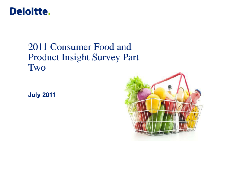 Consumer Food and Product Insight 2011