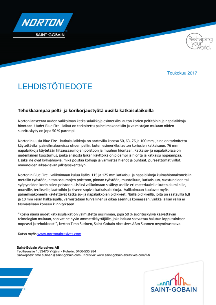Tehokkaampaa pelti- ja korikorjaustyötä uusilla katkaisulaikoilla
