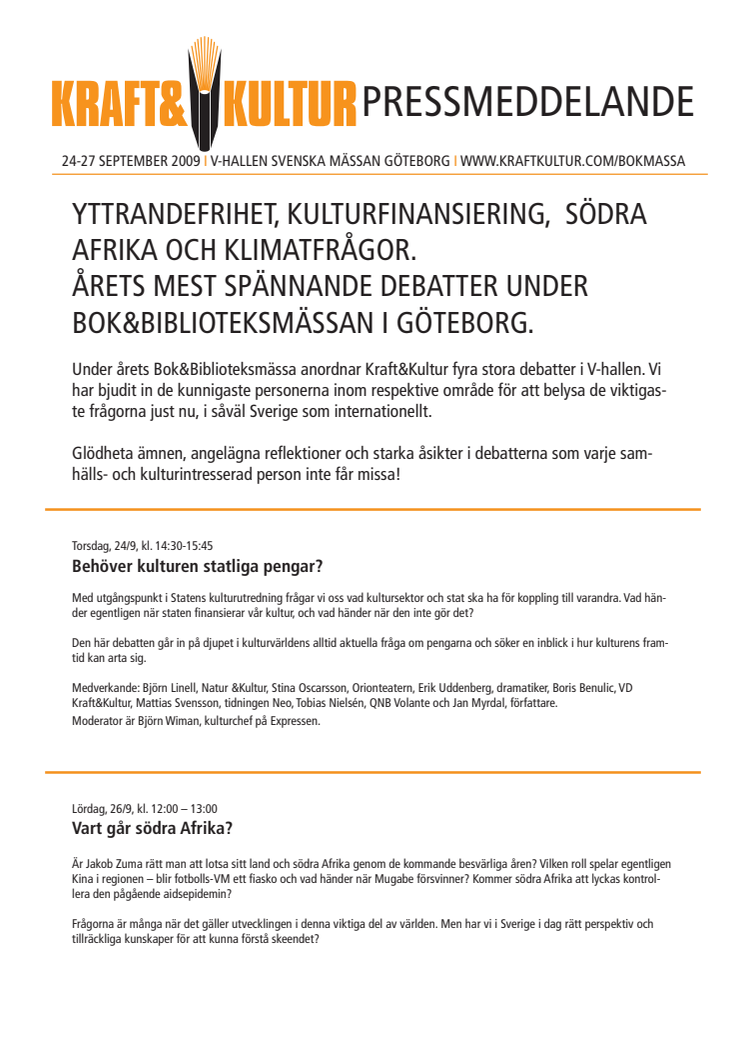 ÅRETS MEST SPÄNNANDE DEBATTER UNDER BOK&BIBLIOTEKSMÄSSAN I GÖTEBORG.