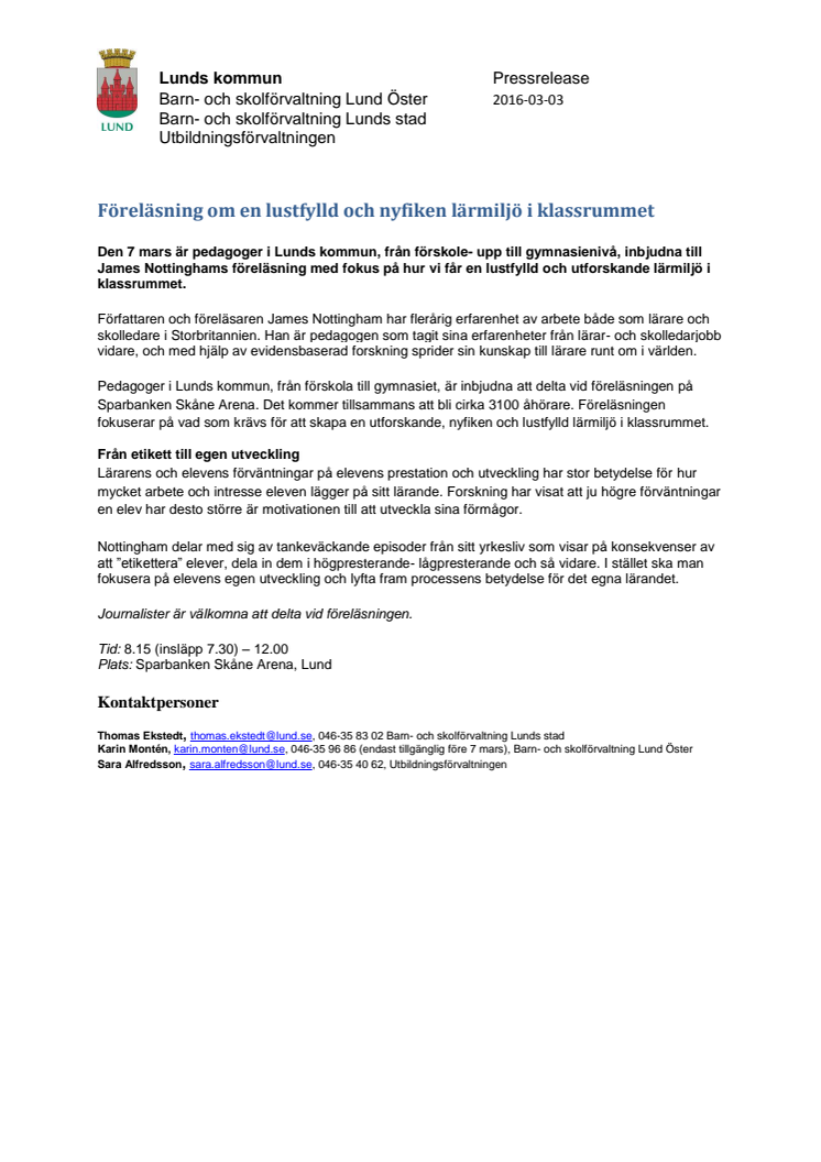 Föreläsning om en lustfylld och nyfiken lärmiljö i klassrummet 