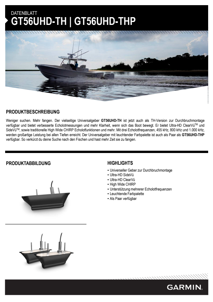 Datenblatt Garmin GT56-Durchbruchgeber