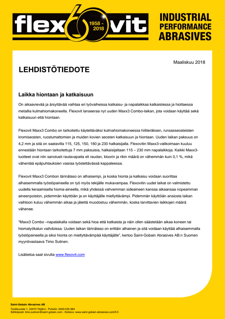 Laikka hiontaan ja katkaisuun