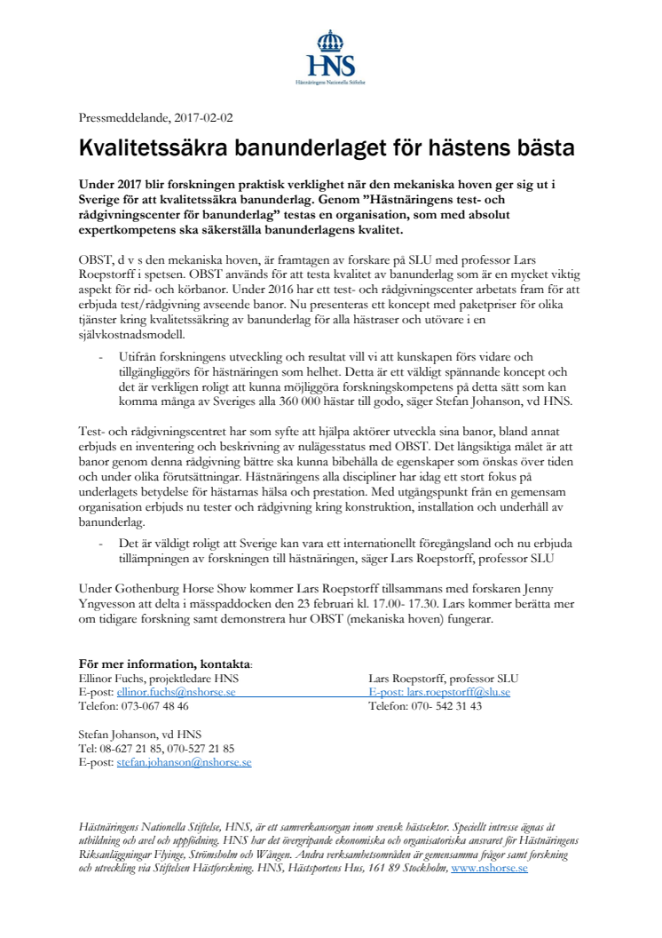 Kvalitetssäkra banunderlaget för hästens bästa