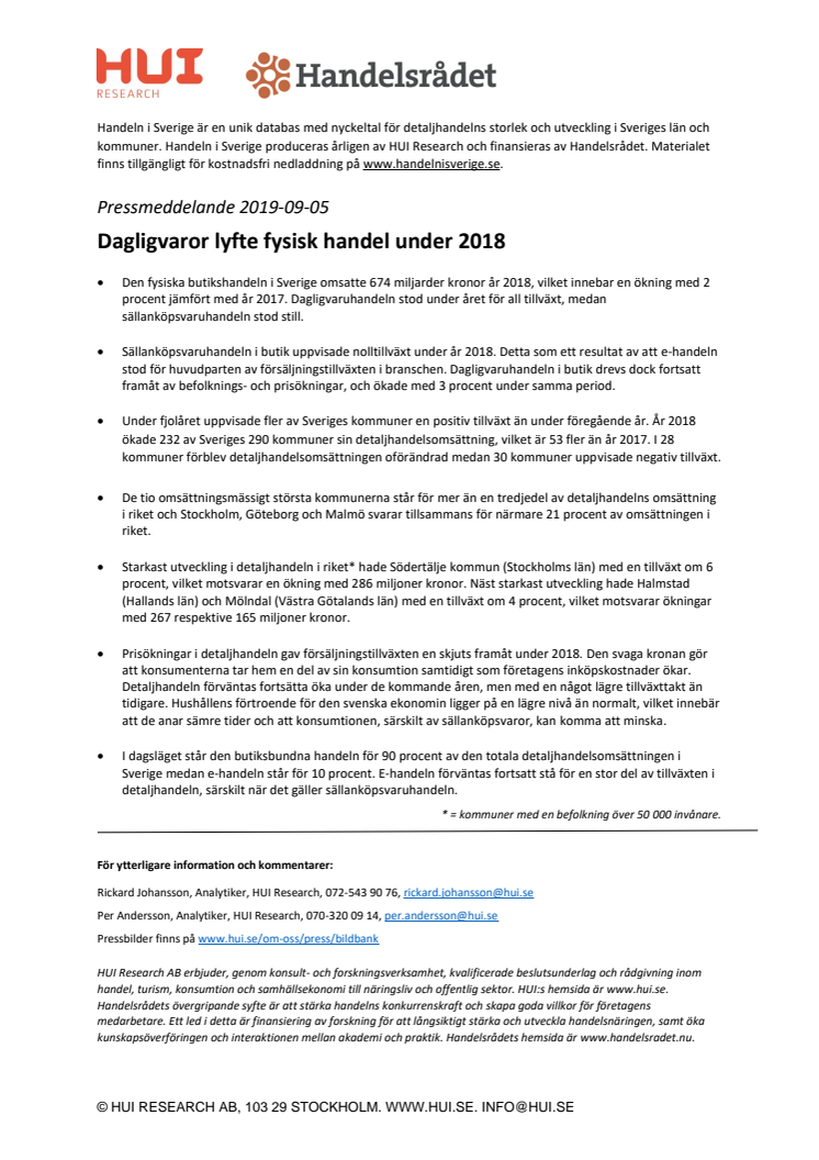 Dagligvaror lyfte fysisk handel under 2018