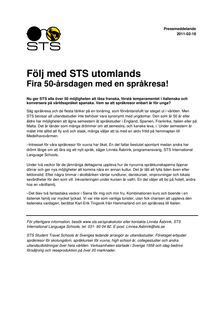 Fira 50-årsdagen med en språkresa!