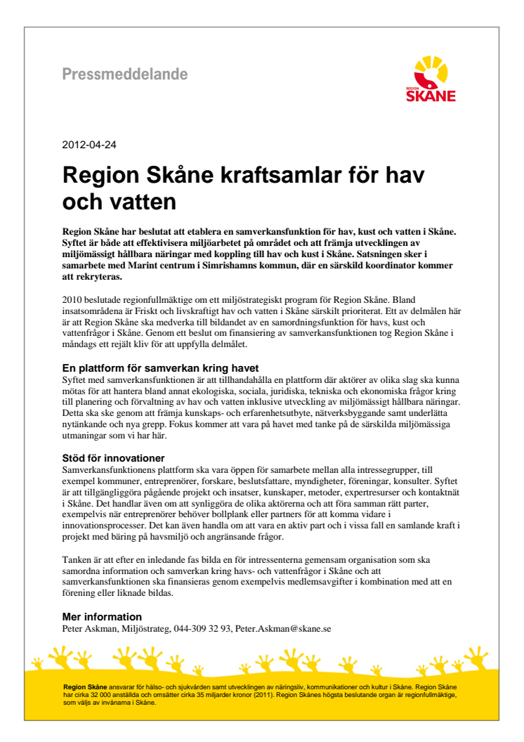 Region Skåne kraftsamlar för hav och vatten