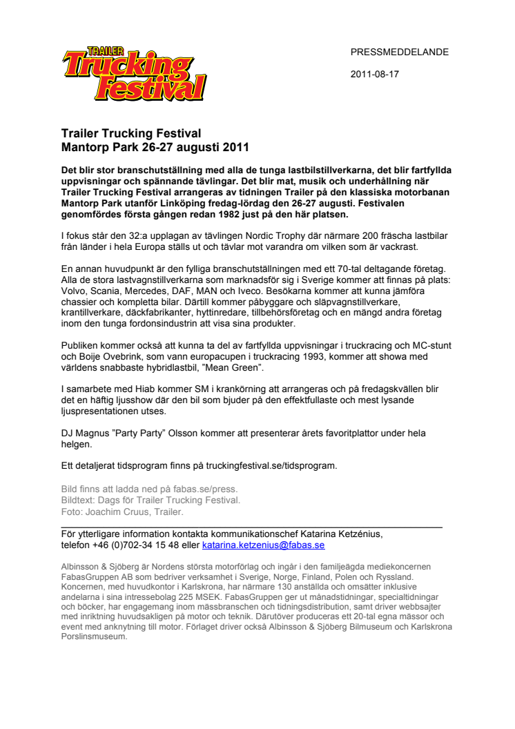 Trailer Trucking Festival  Mantorp Park 26-27 augusti 2011   