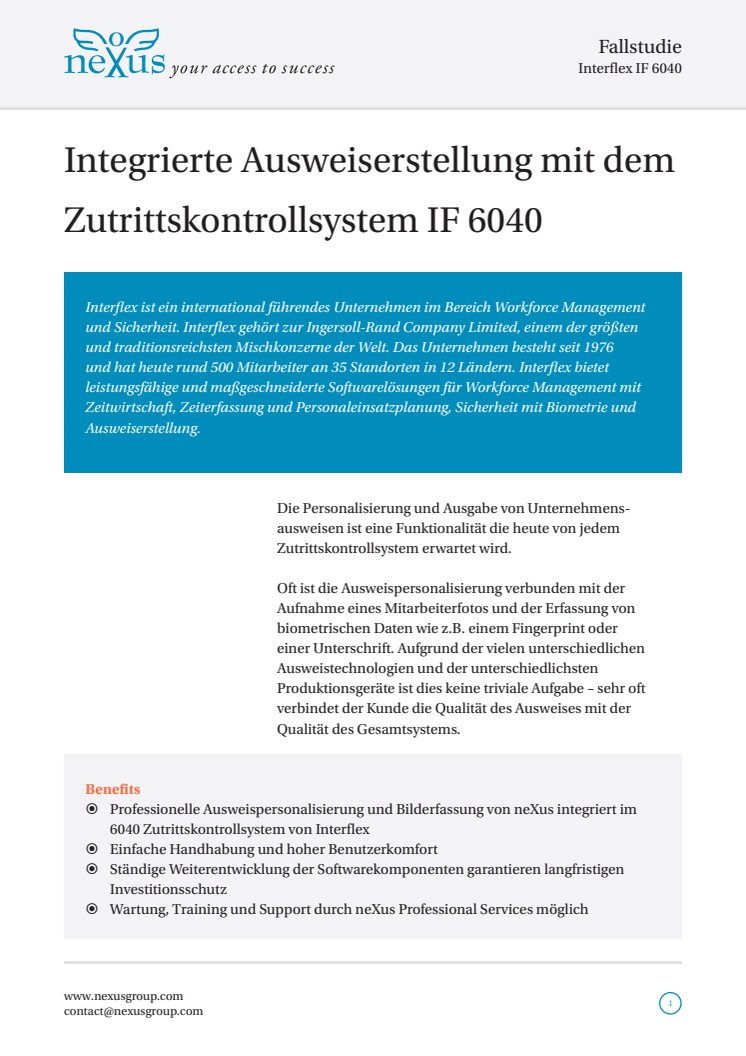 Fallstudie: Integrierte Ausweiserstellung mit dem Zutrittskontrollsystem IF 6040