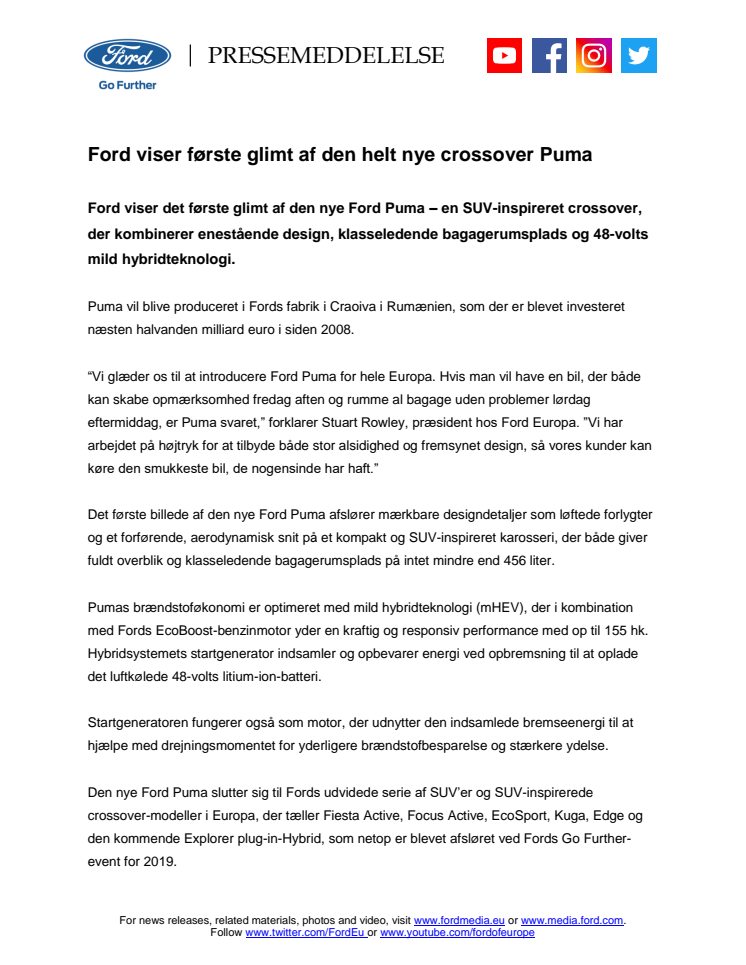 Ford viser første glimt af den helt nye crossover Puma