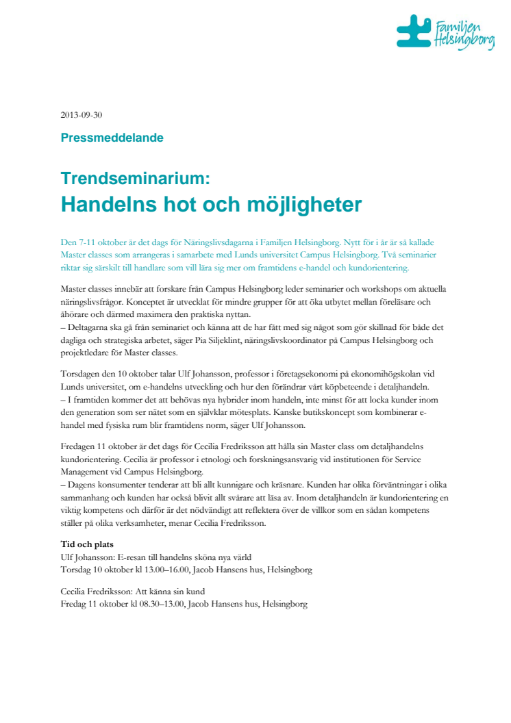 Trendseminarium: Handelns hot och möjligheter