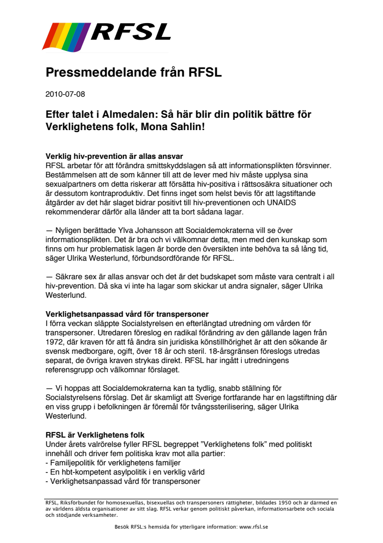 Efter talet i Almedalen: Så här blir din politik bättre för Verklighetens folk, Mona Sahlin!