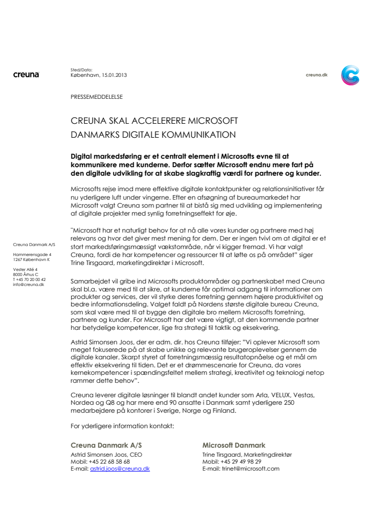 Creuna skal accelerere Microsoft Danmarks digitale kommunikation