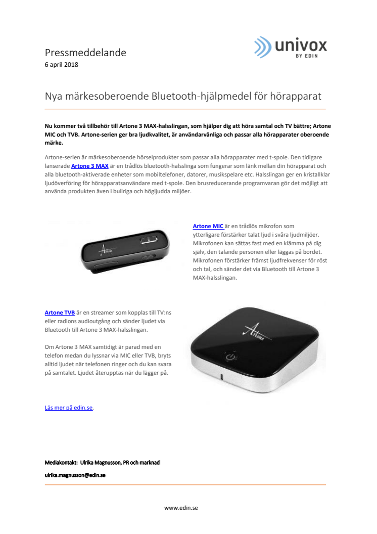 Nya märkesoberoende Bluetooth-hjälpmedel för hörapparat