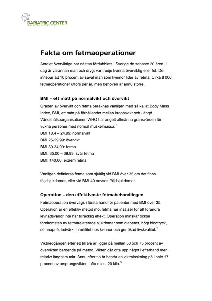 Fakta om fetmaoperationer – olika metoder