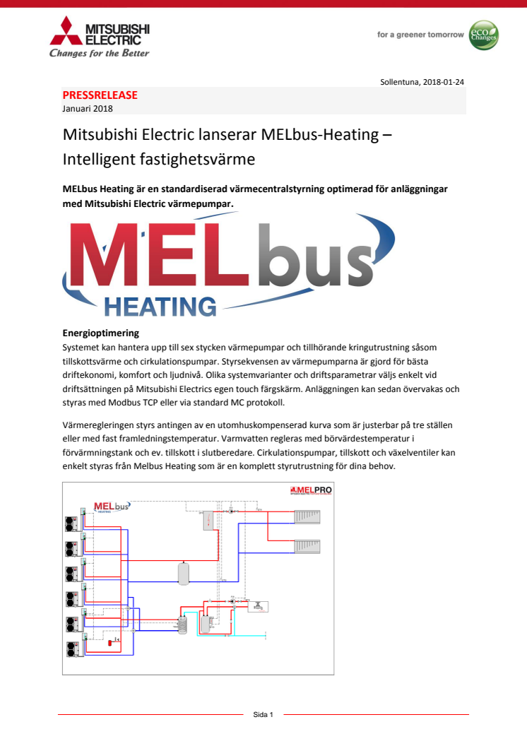 ​Mitsubishi Electric lanserar MELbus-Heating – Intelligent fastighetsvärme