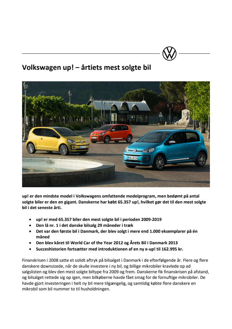 Volkswagen up! er årtiets mest solgte bil