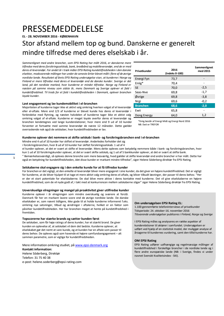 Stor afstand mellem top og bund. Danskerne er generelt mindre tilfredse med deres elselskab i år.