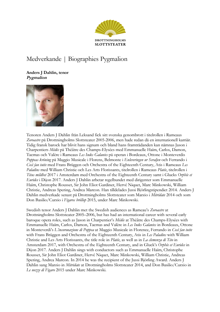 Medverkande Biographies Pygmalion