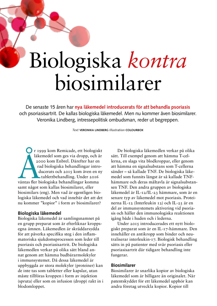 Biologiska kontra biosimilarer - Artikel