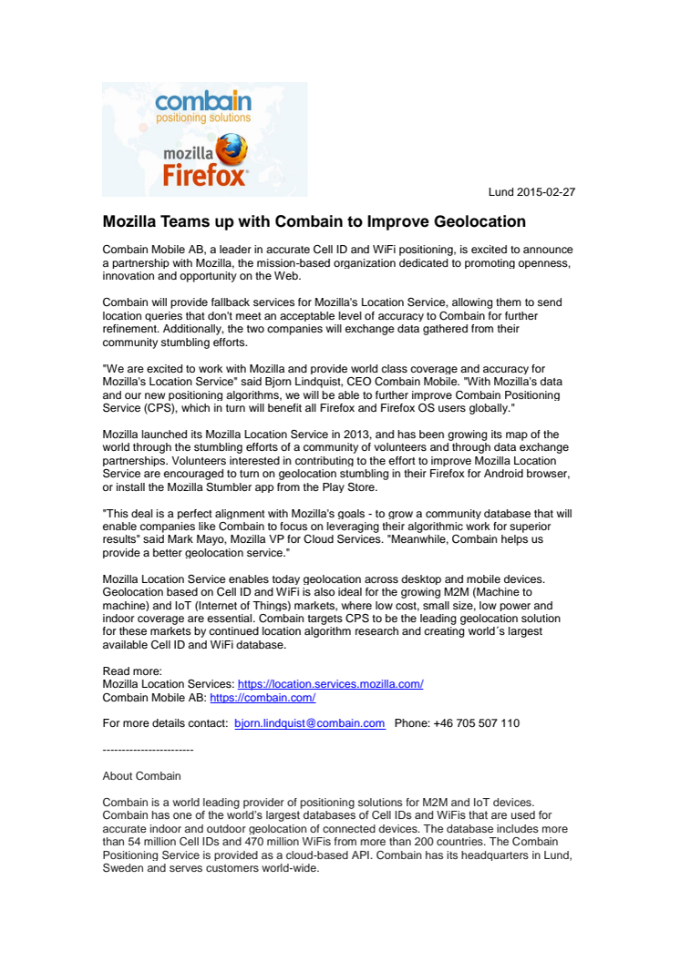 Mozilla Teams up with Combain to Improve Geolocation