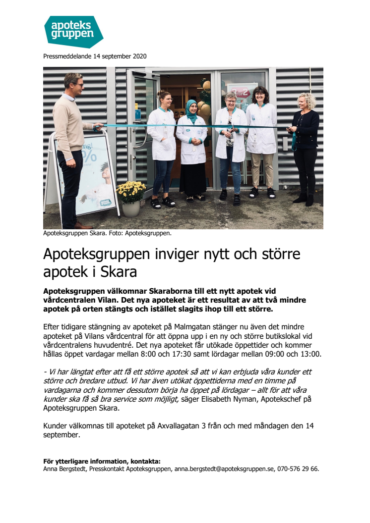 Apoteksgruppen inviger nytt och större apotek i Skara