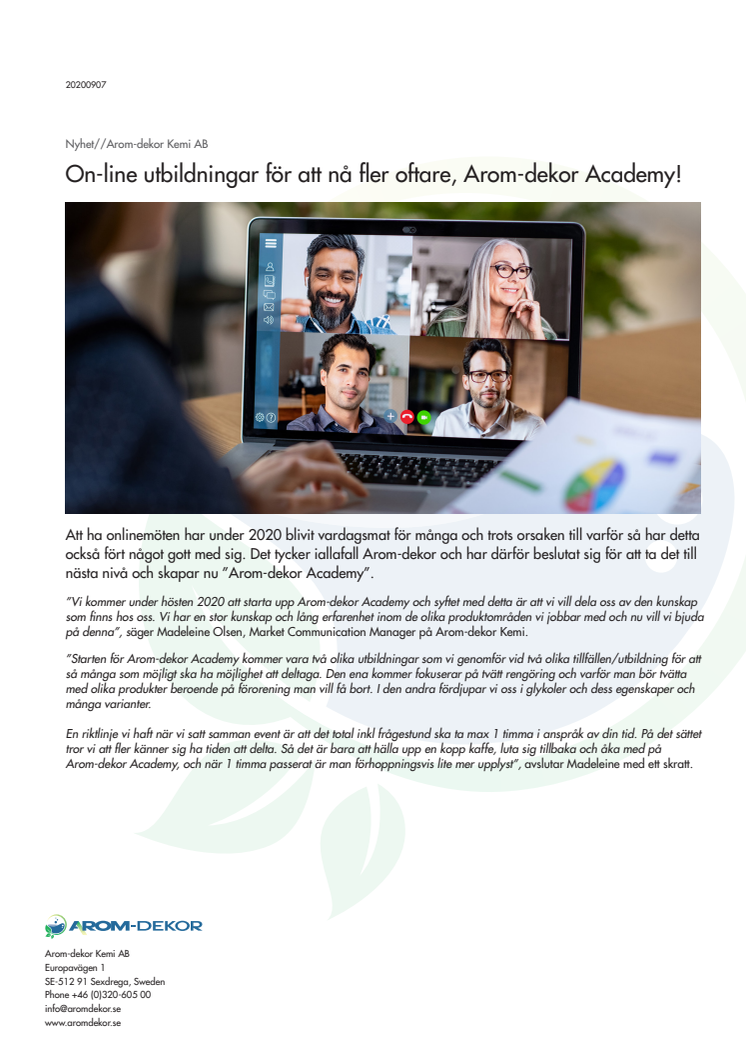 On-line utbildningar för att nå fler oftare, Arom-dekor Academy!