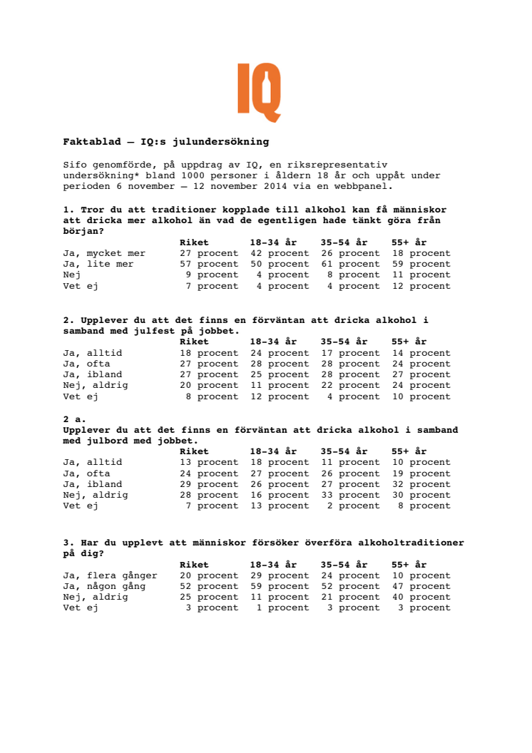 Faktablad -Julundersökning