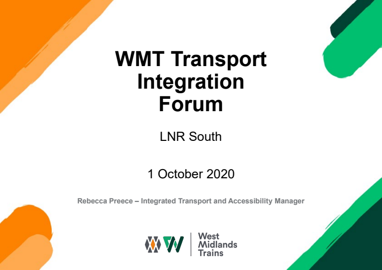 WMT Transport Integration Forum presentation - London Northwestern Railway south - 011020