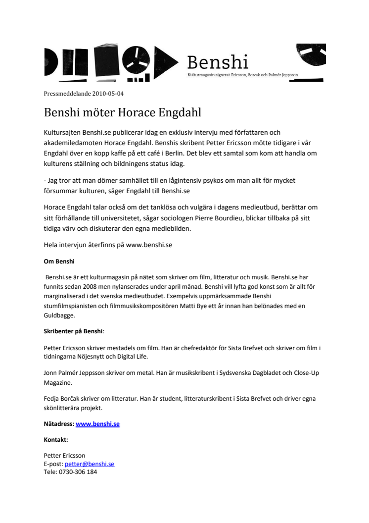 Benshi möter Horace Engdahl i Berlin