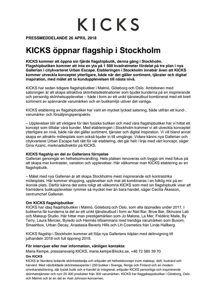 KICKS öppnar flagship i Stockholm