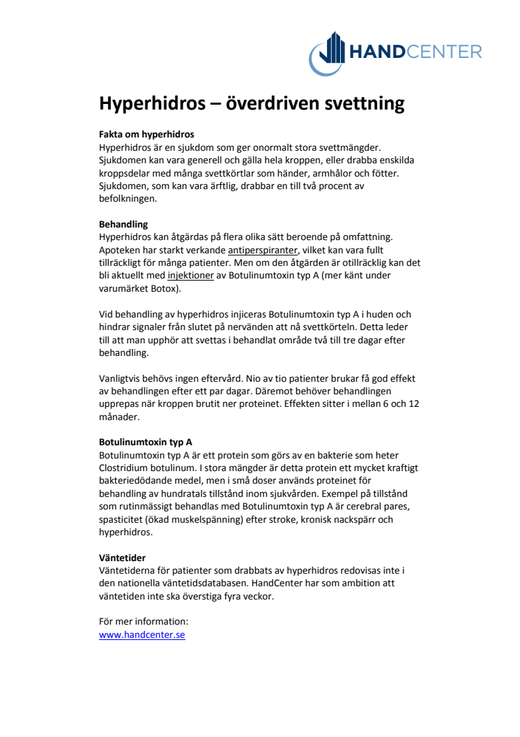 Hyperhidros – överdriven svettning