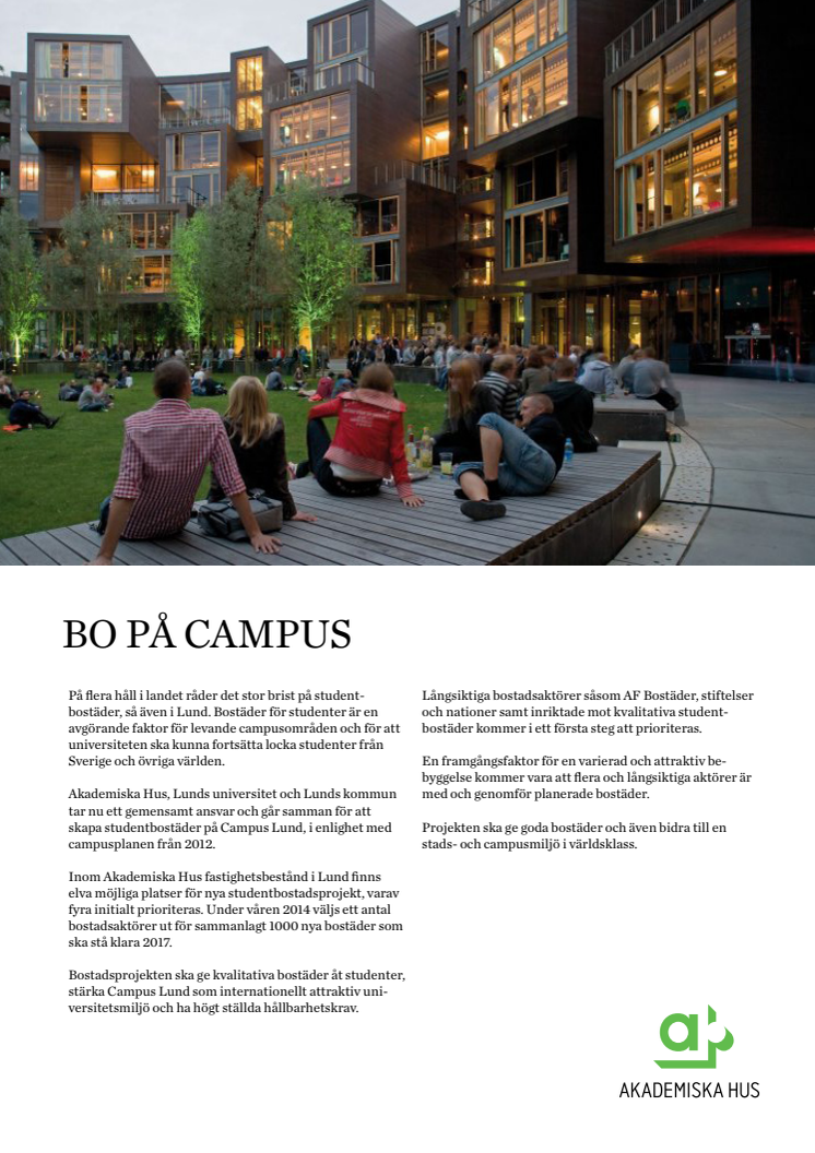 Studentbostadsutredning, Campus Lund