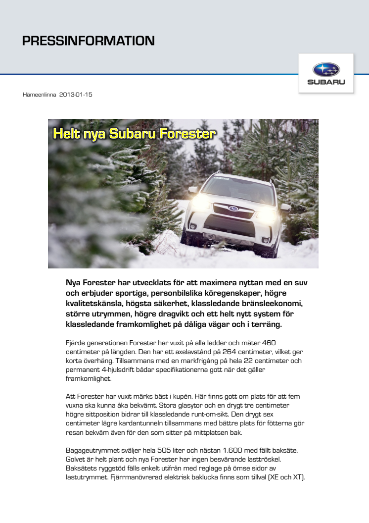 Helt nya Subaru Forester