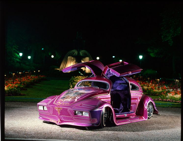 Pink Lady Custombygge Volkswagen bubbla Custom Motor Show motormässa för ombyggda fordon