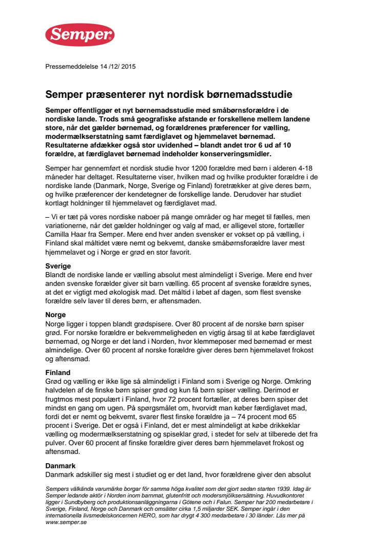 Semper præsenterer nyt nordisk børnemadsstudie