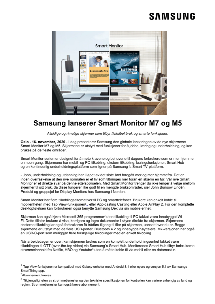 Samsung lanserer Smart Monitor M7 og M5