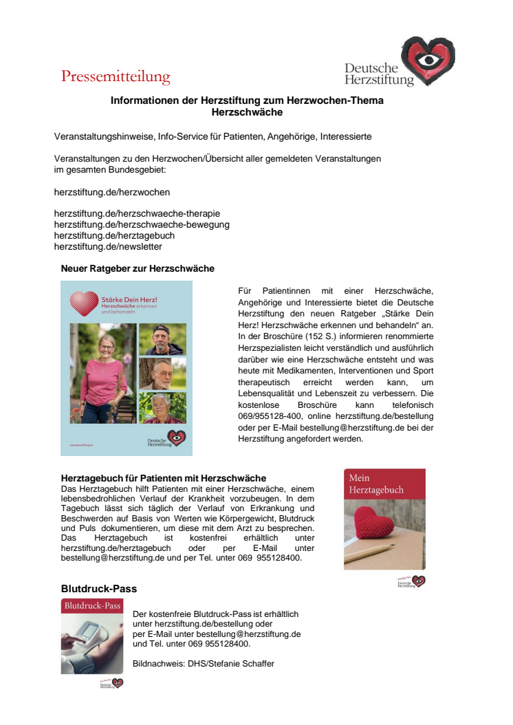 Herzschwäche: Service-Angebote der Herzstiftung   