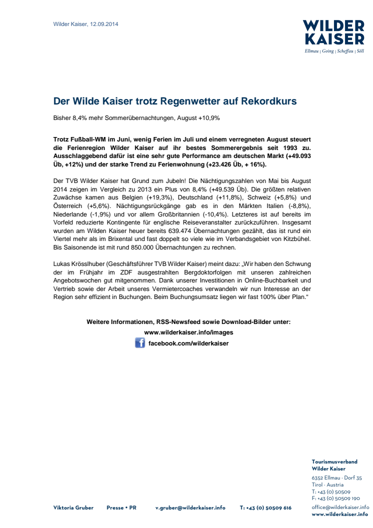 Der Wilde Kaiser trotz Regenwetter auf Rekordkurs