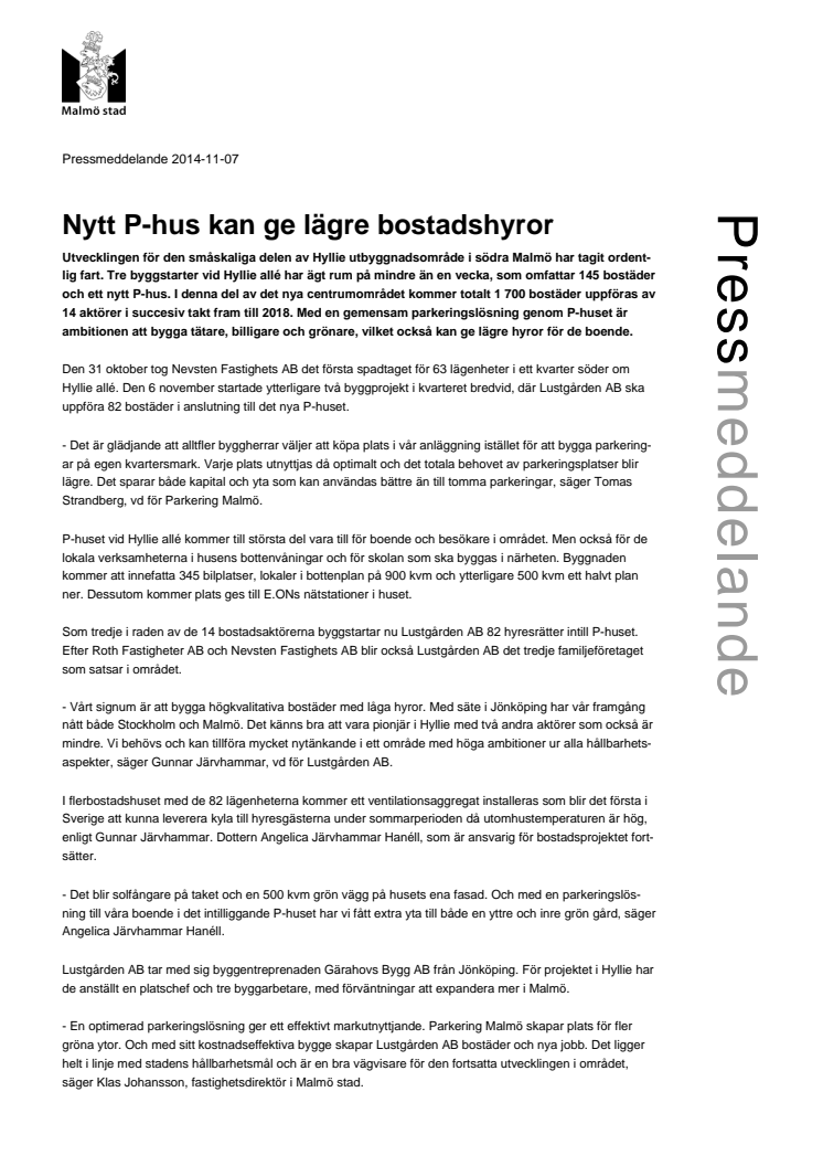 Nytt P-hus kan ge lägre bostadshyror