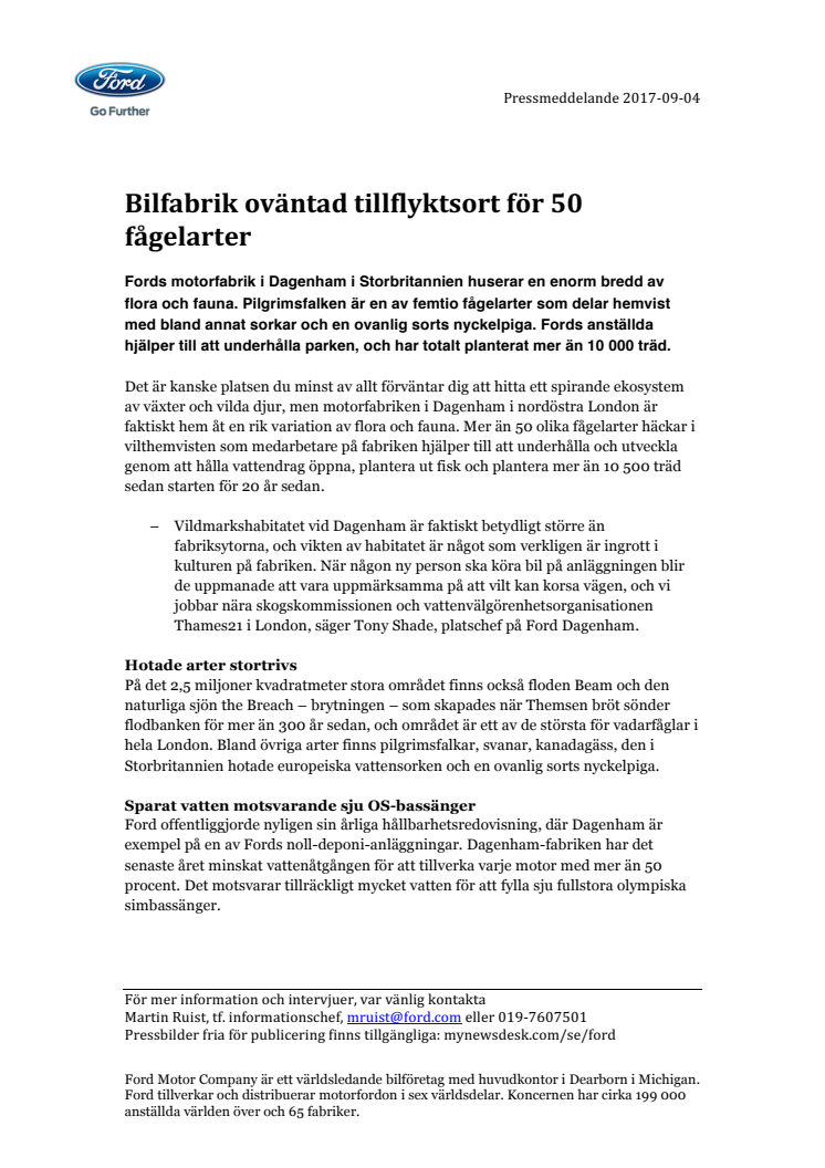 Bilfabrik oväntad tillflyktsort för 50 fågelarter