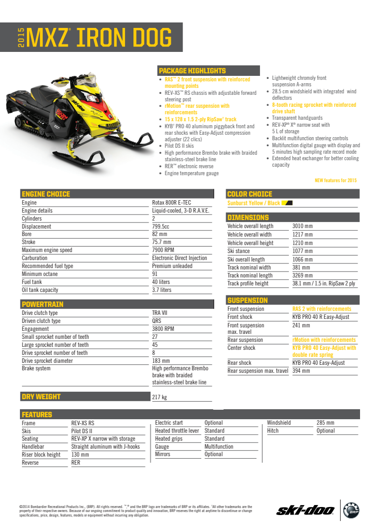 Produktblad Ski-Doo MX Z Iron Dog