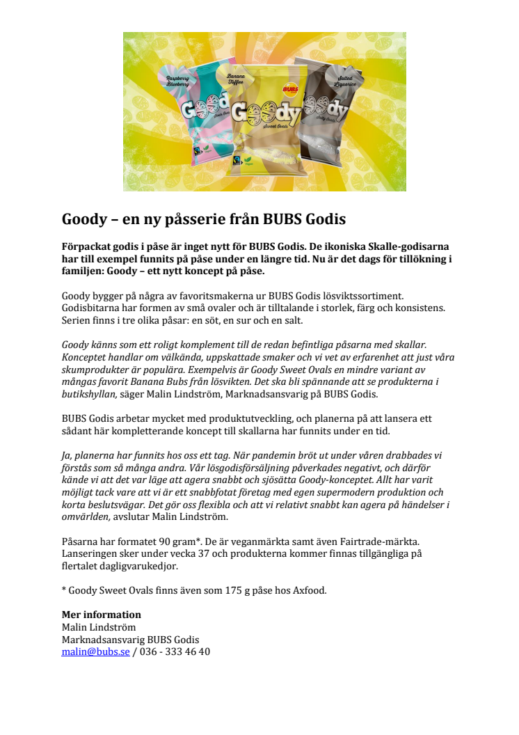 Goody - en ny påsserie från BUBS Godis